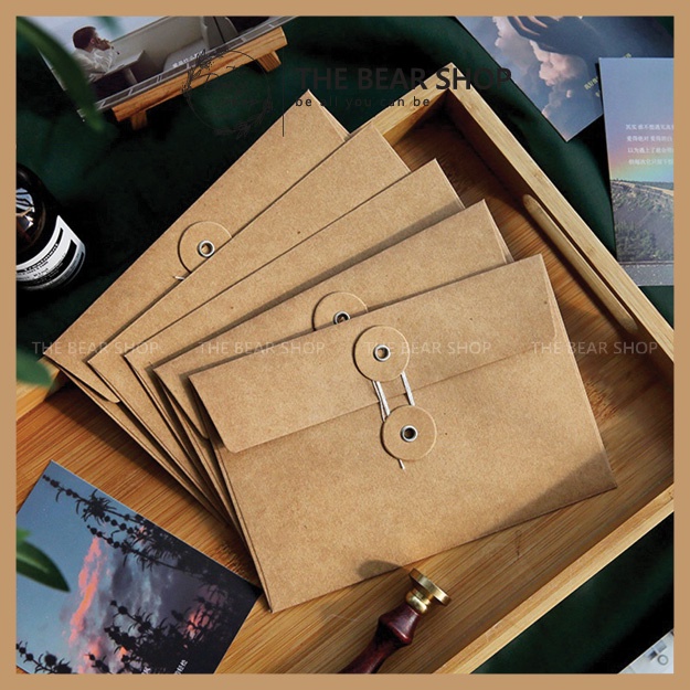 Bao thư giấy kraft số lượng 5 cái kích thước 17x11,5cm, phong bì vintage hàng loại 1 - The Bear Shop