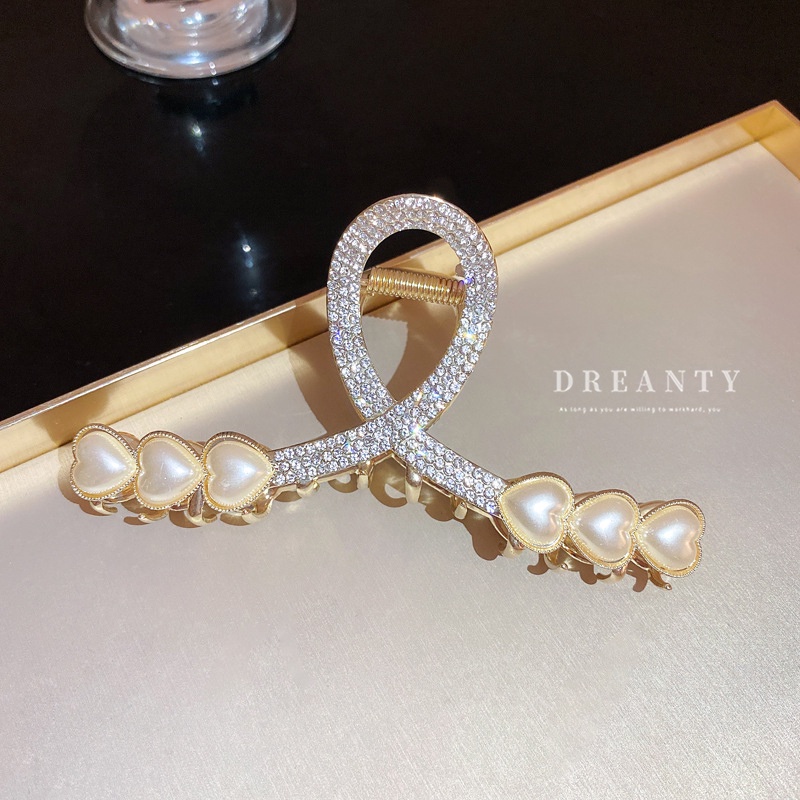 Kẹp Tóc Đính Ngọc Trai Hình Trái Tim Thời Trang Hàn Quốc