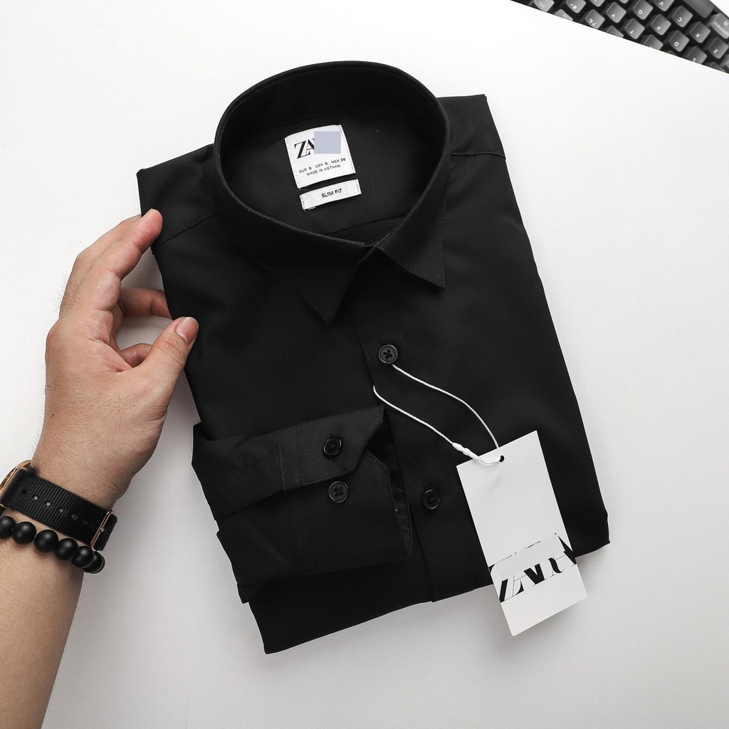 Áo sơ mi nam ZARA dài tay, dáng slim fit, cổ ve lật, cổ tay cài khuy | BigBuy360 - bigbuy360.vn