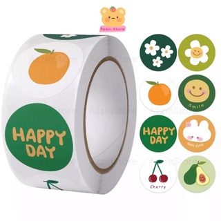 10 Tem Nhãn Dán Sticker Cám Ơn, Miếng Dán Decal Tròn 2.5cm/1Inch Thỏ Quả Bơ Bông Hoa Cam Xanh Lá Azzin Store ND085