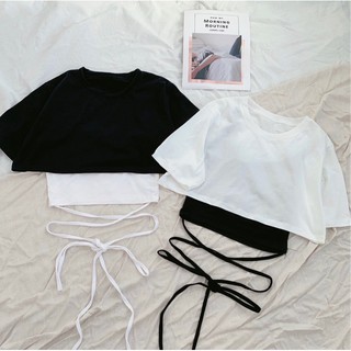Set áo kiểu croptop dây quấn eo