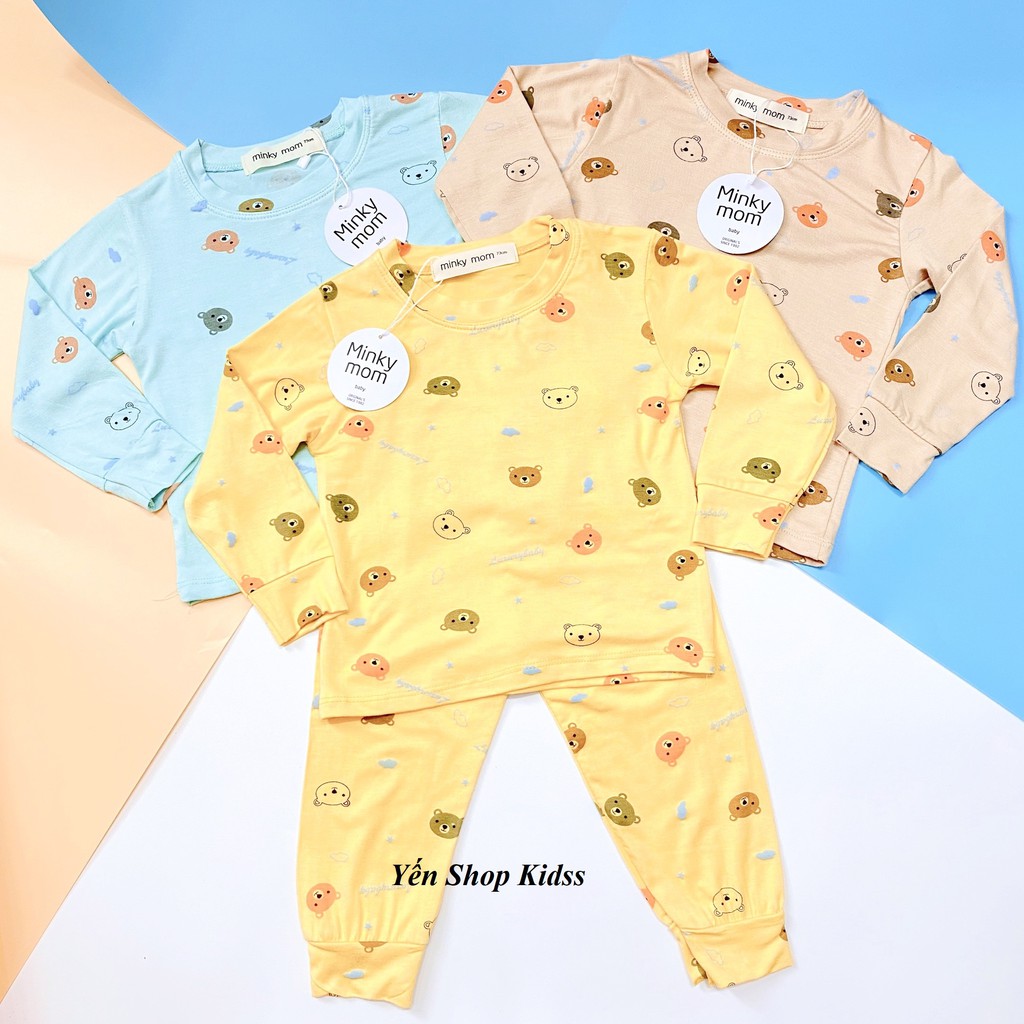 Sale !!! Bộ Dài Tay Minky Mom In Toàn Thân Họa Tiết Gấu Dễ Thương Cho Bé_Chất Thun Lạnh(7-19kg) (1253)