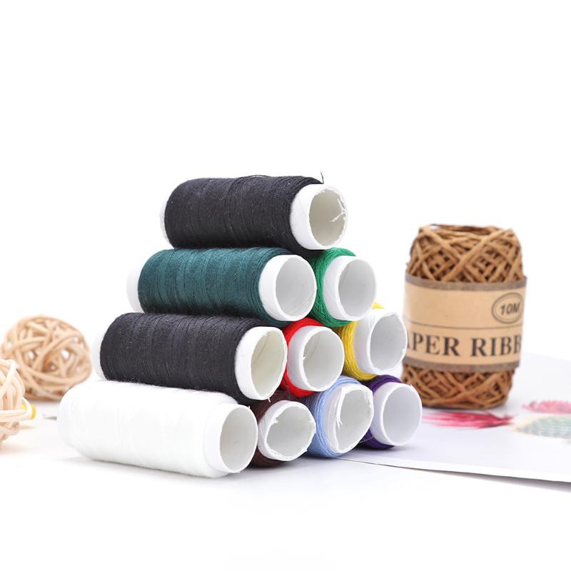 Set 10 cuộn chỉ thêu bằng cotton màu sắc ngẫu nhiên kích thước 50 yards