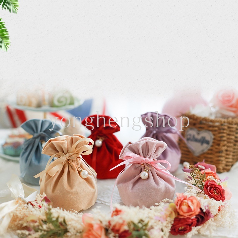 Túi dây rút đựng quà/ trang sức / bánh kẹo vải nhung sang trọng đa năng