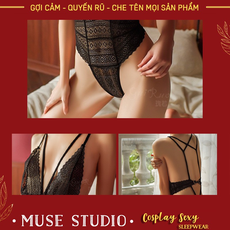 Đồ Ngủ Sexy ⚡𝑭𝑹𝑬𝑬𝑺𝑯𝑰𝑷⚡ Bộ Ngủ Sexy BodySuit Lọt Khe, Khoét Cổ V Tôn Mọi Dáng Ngực