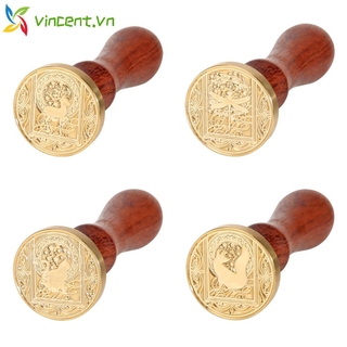 Con Dấu Tay Cầm Gỗ Họa Tiết Động Vật Phong Cách Retro V01