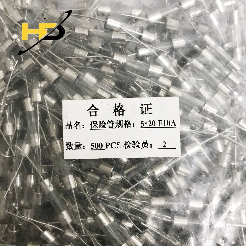 Bộ 10 Cầu Chì Ống Thủy Tinh 10A 250V Dạng Chân Cắm 5x20mm
