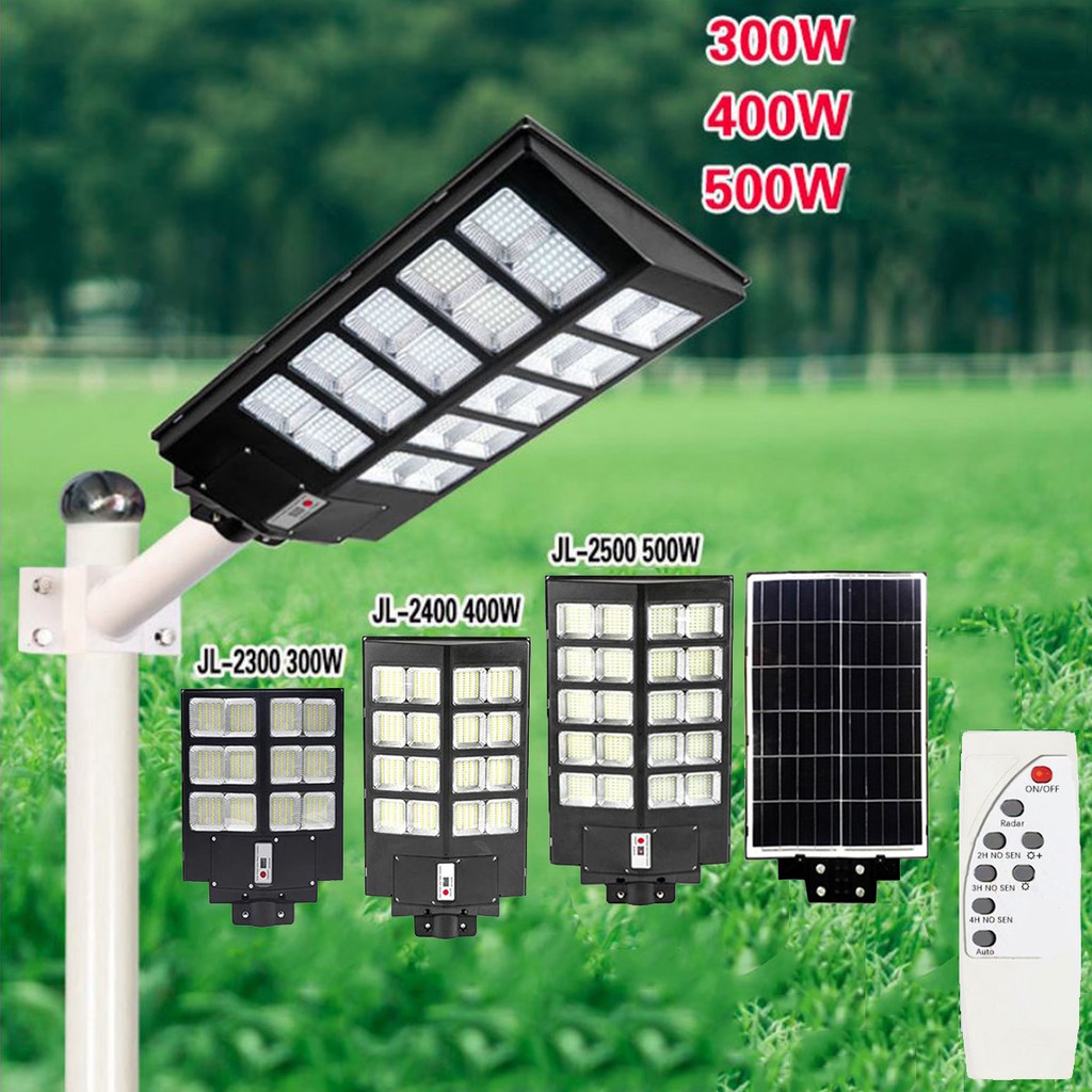 Đèn Led Năng Lượng Mặt Trời Công Suất Lớn 500w - 400w - 300w, Điều Khiển Từ Xa, IP65, Radar Cảm Biến Thông Minh