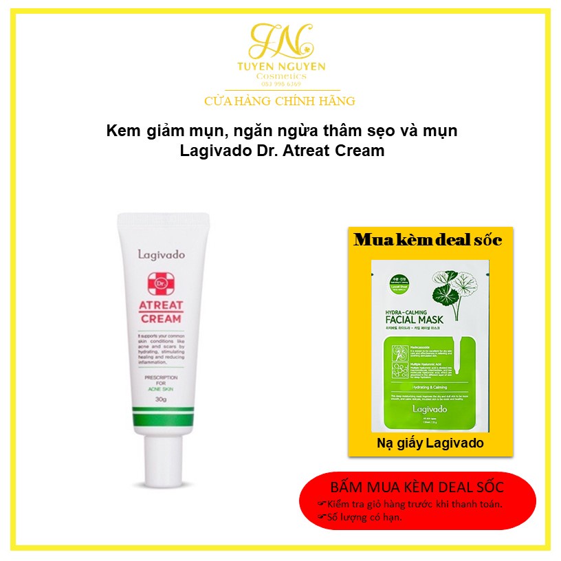 Kem giảm mụn, ngăn ngừa thâm sẹo và mụn tái phát Hàn Quốc Lagivado Dr. Atreat Cream 30 ml