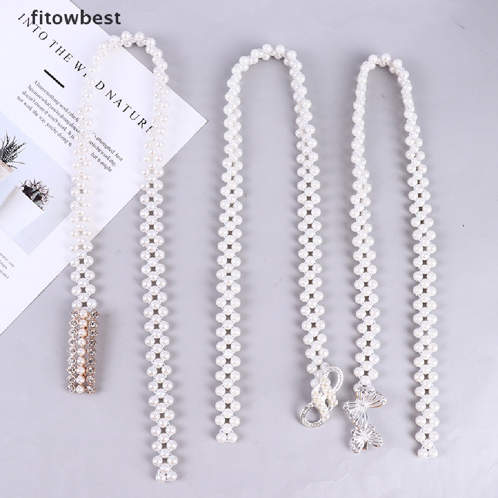 Thắt lưng GJCUTE đính đá ngọc trai có khóa co giãn cho nữ