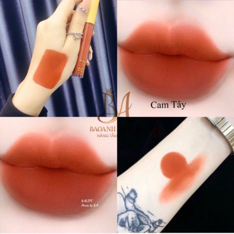 [ Cam Tây _  B.A ] son kem lỳ không chì tặng kèm dưỡng môi thảo mộc | BigBuy360 - bigbuy360.vn
