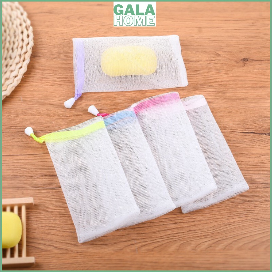 Túi Lưới Đựng Xà Phòng Tạo Bọt Tiện Lợi, Túi Tạo Bọt Có Dây Rút Kích Thước GALA HOME