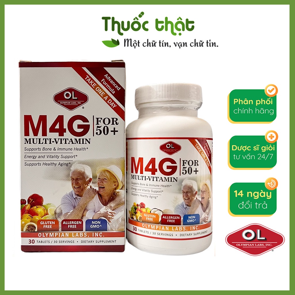 Viên Uống Bổ Sung Vitamin, Khoáng Chất M4G Multi-Vitamin For 50+ Olympian Lab Lọ 30 Viên Cho Người Trên 50 Tuổi