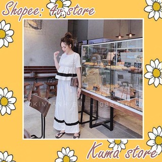 [CÓ ẢNH THẬT] SET BỘ ÁO PEPLUM QUẦN ỐNG RỘNG