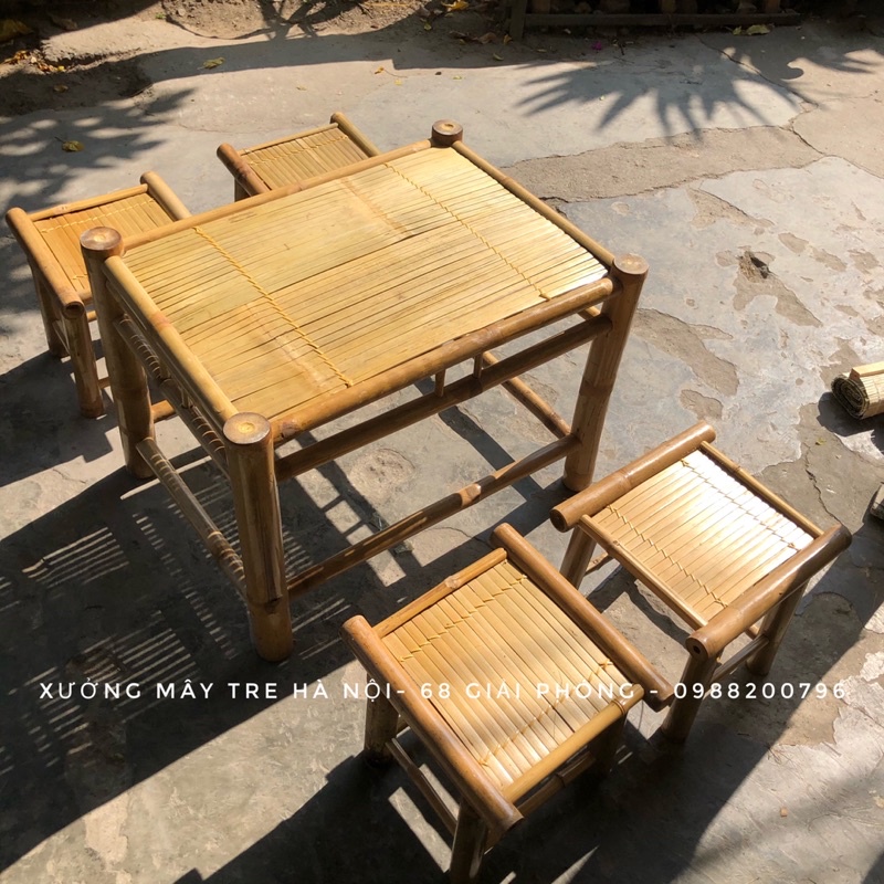 (Combo siêu hời) Bộ bàn ghế tre mộc đơn giản, phù hợp mọi mọi không gian decor gia đình/ sân vườn/ homestay