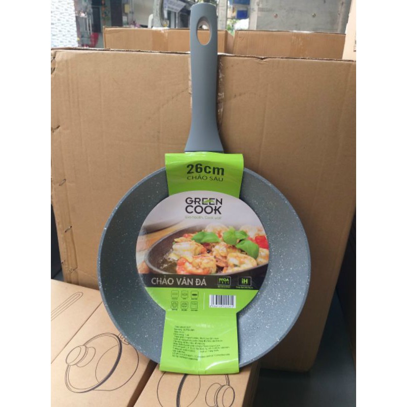 Chảo vân đá 26cm greencook vân đá đáy từ | BigBuy360 - bigbuy360.vn