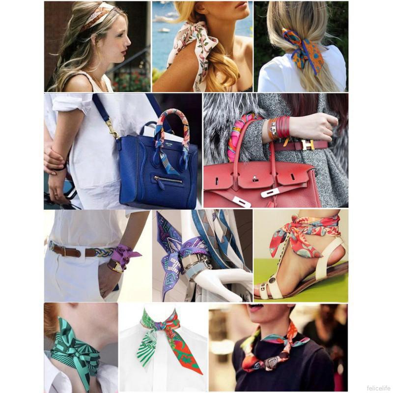 Khăn trang trí thắt nơ túi xách màu sắc sặc sỡ
