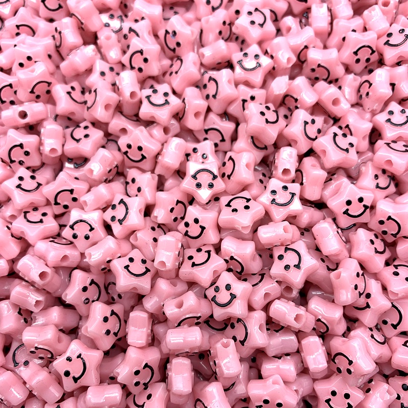 Bộ 50 Hạt Nhựa 12mm Hình Ngôi Sao Mặt Cười Dùng Làm Trang Sức