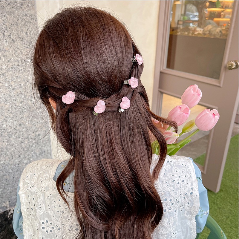 Kẹp Tóc Đính Nơ Trái Tim/Hoa Hồng Mini Xinh Xắn Cho Bé Gái