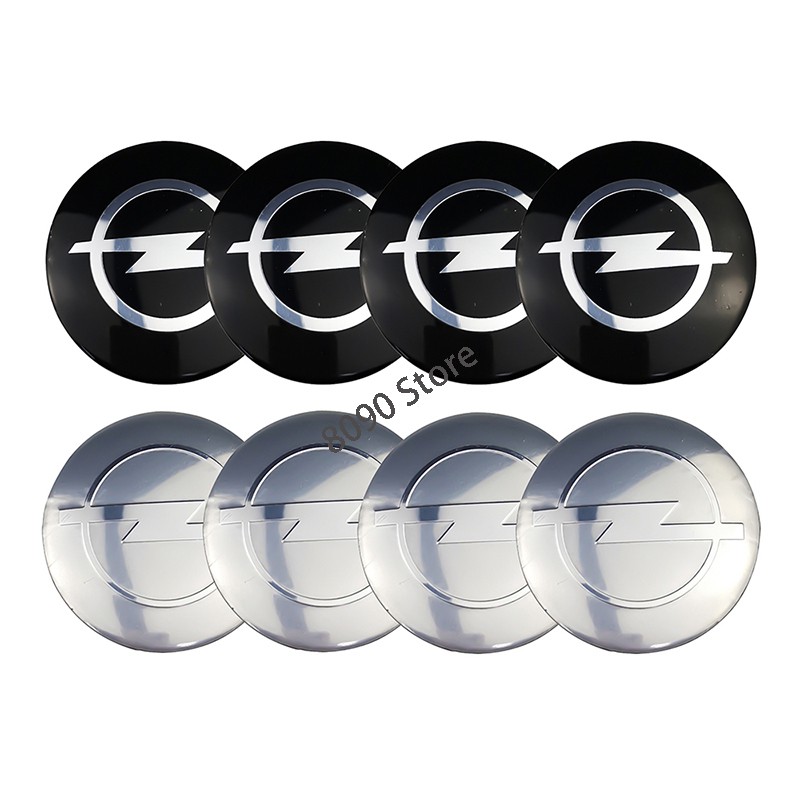 Set 4 miếng dán trung tâm bánh xe họa tiết lô gô ô tô Opel Momega Vivaro Omega Antara Astra Corsa Mokka Ampera 56mm