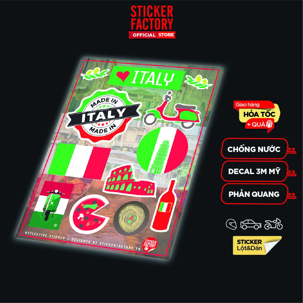 Sticker Reflective Hình Dán Phản Quang 3M Premium - Sticker Factory - chủ đề Italy