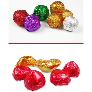 Tệp 100 Giấy bạc bọc socola  cỡ 8x8cm, bọc kẹo, giấy gói kẹo, socola nhiều màu lựa cọn