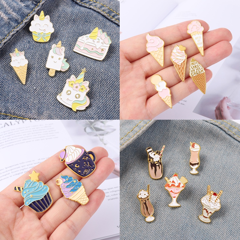 Ghim Cài Áo Trang Trí Hình Bánh Kem Tráng Men 27 Kiểu Mùa Hè Cho Bạn Bè