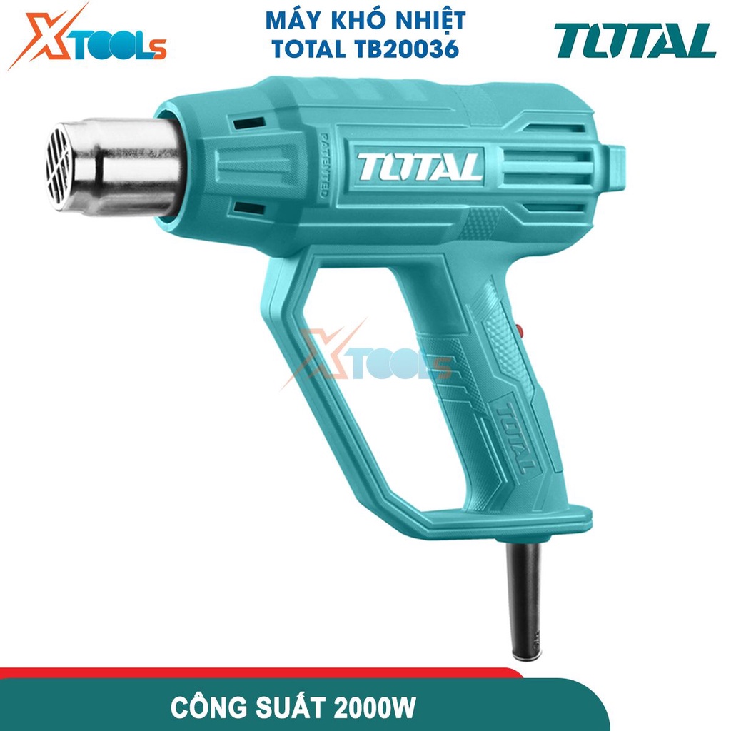 Máy thổi nhiệt TOTAL TB20036 2000W, nhiệt độ 350-550 độ C, kèm 1 dao cạo và 3 đầu thổi - CHÍNH HÃNG - XTOOLS