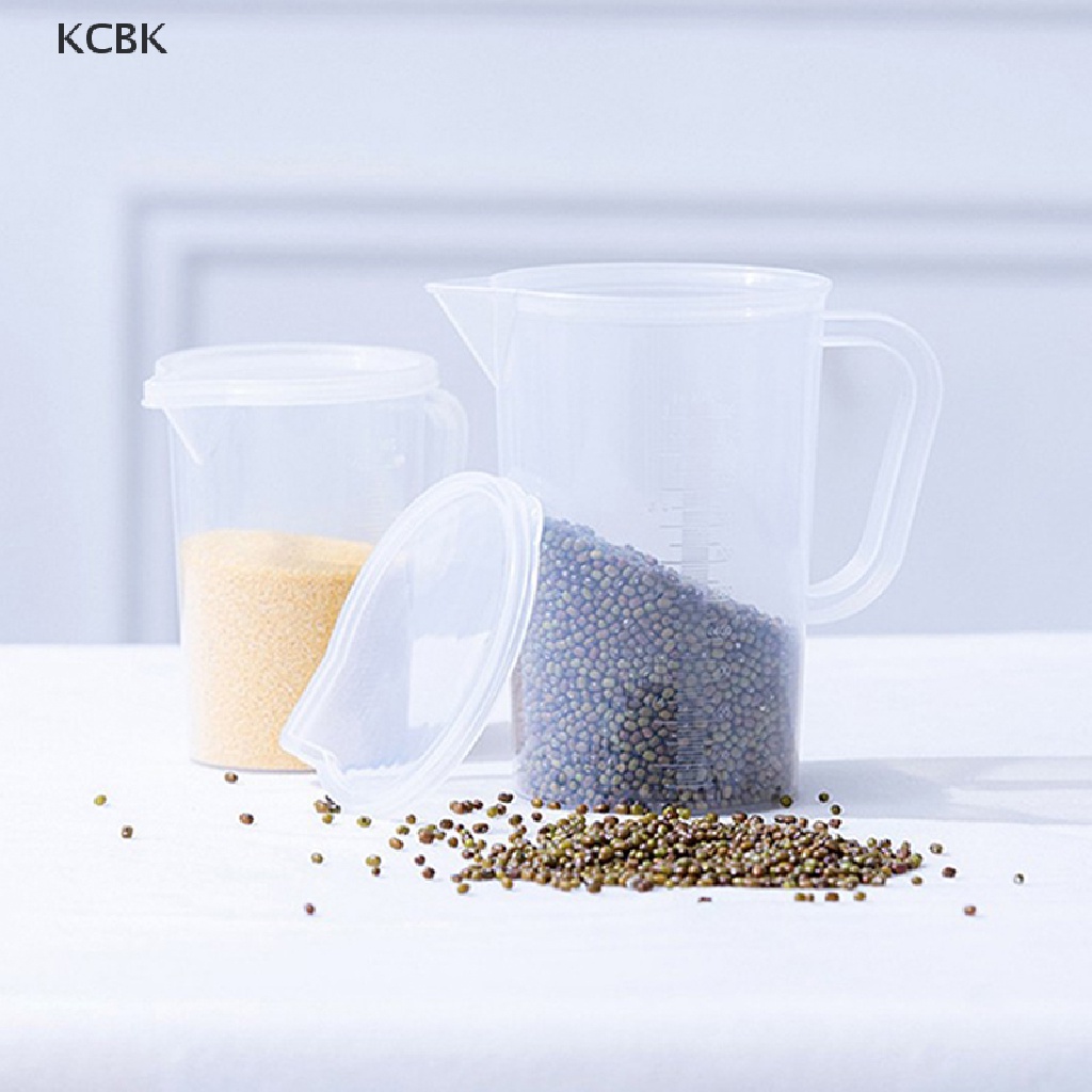 KC Plastic Measuring Jug Cup Thick Handle Sealing Cover Kitchen Cooking Supplies BK