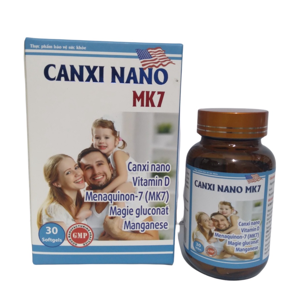 Viên uống Canxi Nano MK7 phát triển chiều cao giúp xương và răng chắc khỏe - Hộp 30 viên