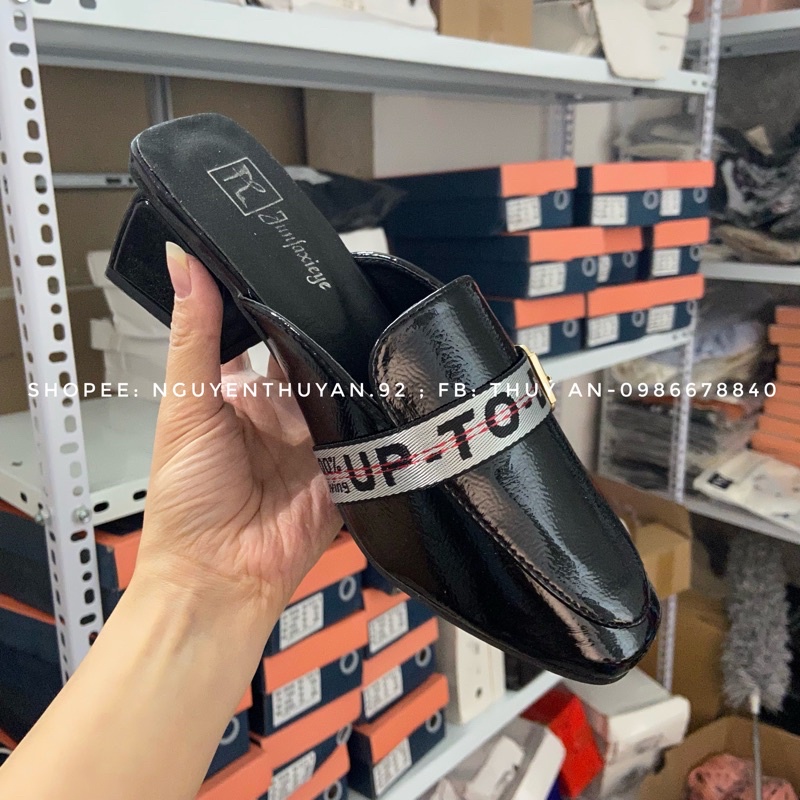Hài sục da L1 gót 6cm⚡️ANDU STORE⚡️