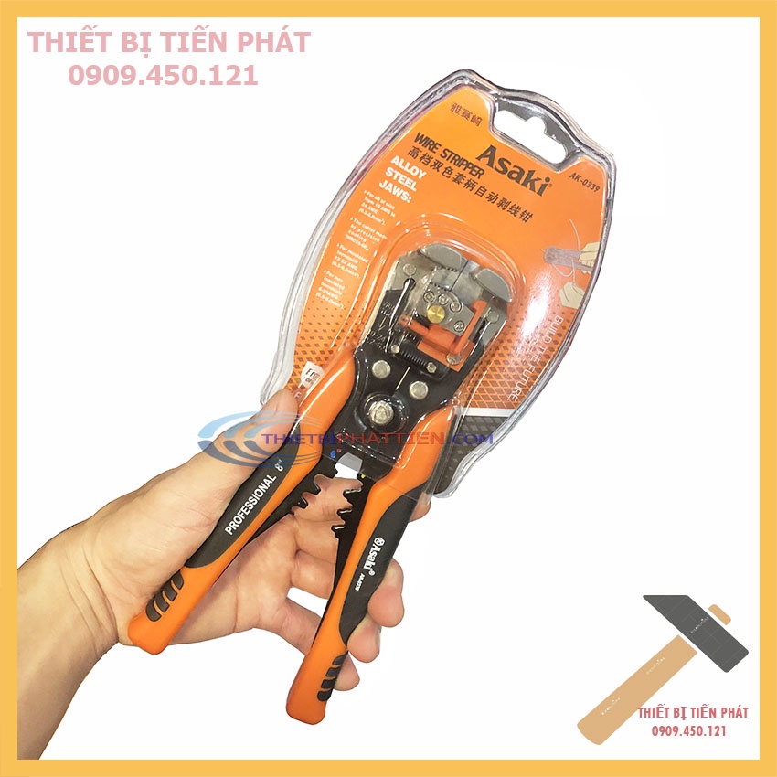 Kìm Tuốt Dây Điện Đa Năng Và Bấm Cos Asaki AK-0339 8'' Cao Cấp