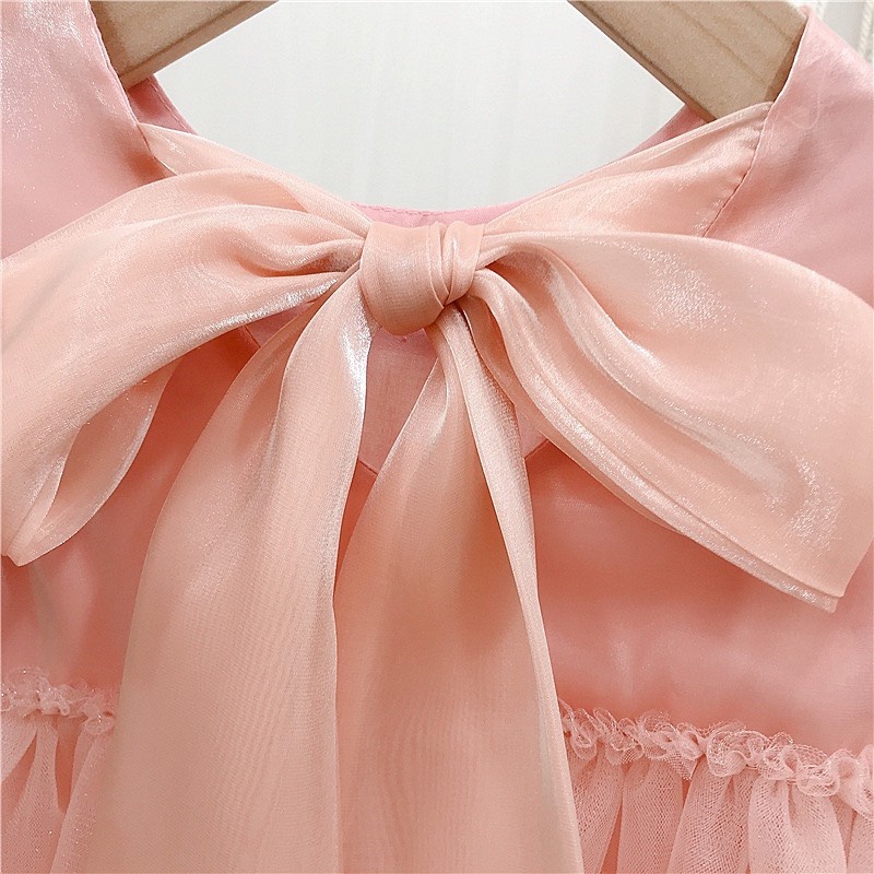 VÁY CÔNG CHÚA MÀU HỒNG CAM CHO BÉ GÁI -ĐBG10