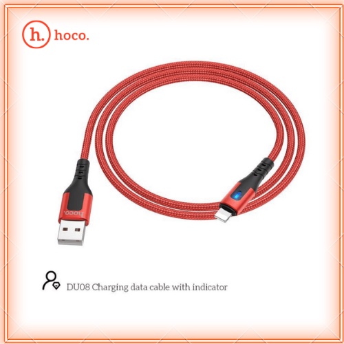 Cáp Sạc Hoco DU08 Chính Hãng - Dây Sạc nhanh 12w cho 13 promax trở xuống, Dây dù chống đứt, có Đèn LED dài 1M/2M -BH 12T