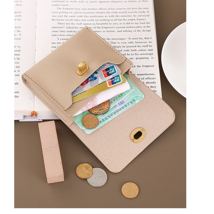 Ví Đựng Thẻ Có Khóa Phong Cách Retro Hàn Quốc
