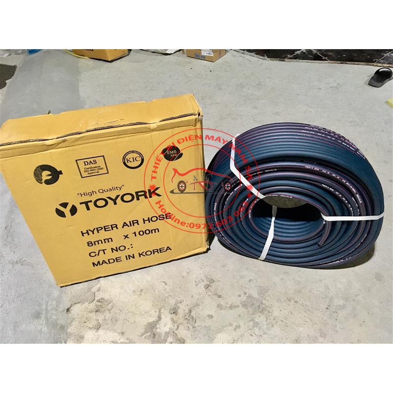 Dây dẫn khí nén Hàn Quốc Toyork 2 lớp bố vải phi 8 mm | giá 1 mét dài