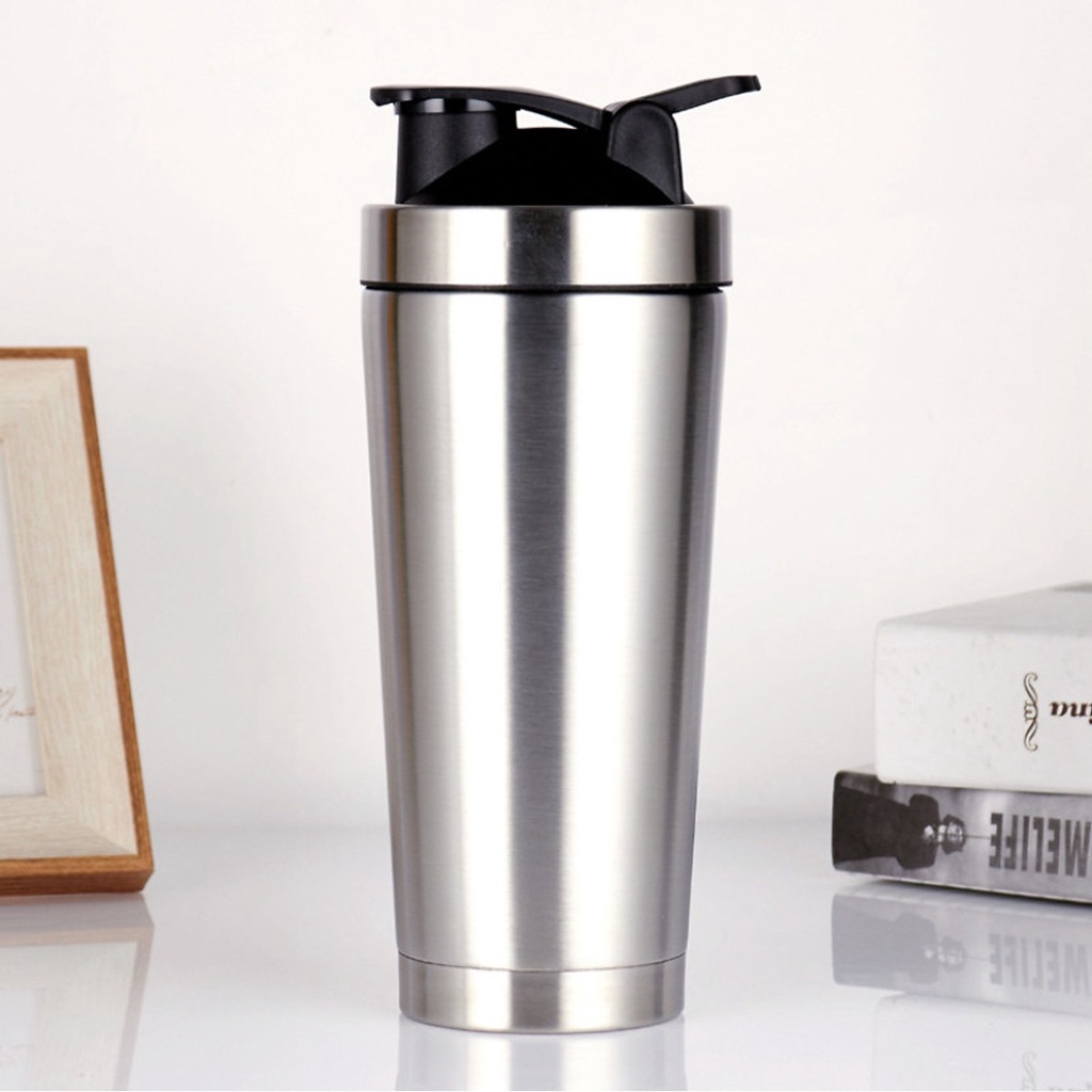[Tặng Kèm Lắc Lò Xo - Màu Bạc] Bình Lắc Tập Gym Inox 304 800ml – Màu Bạc Nguyên Bản – Bình Lắc Tập Gym Yoga Thể Thao