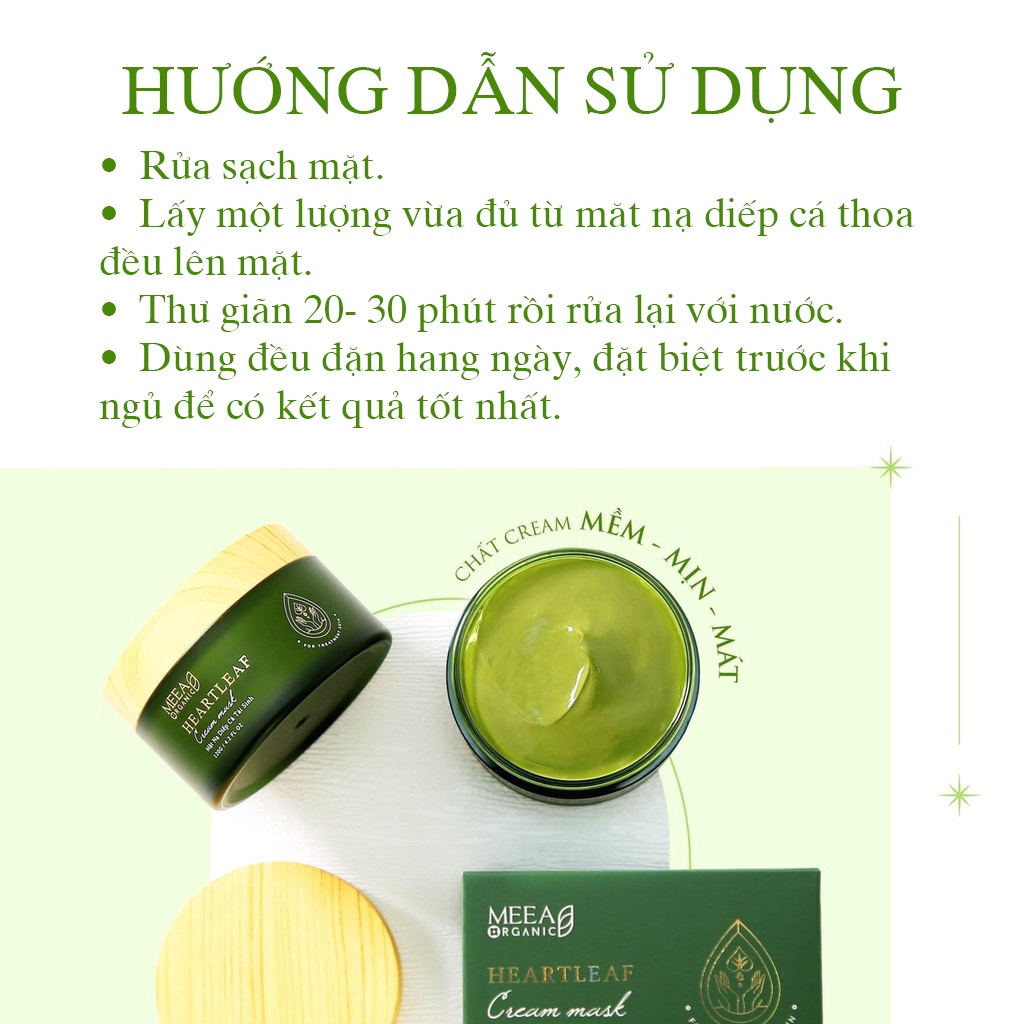 Mặt nạ diếp cá thảo mộc Meea giảm mụn trắng da làm mờ vết thâm tổn thương do mụn 120G - Beauty at home