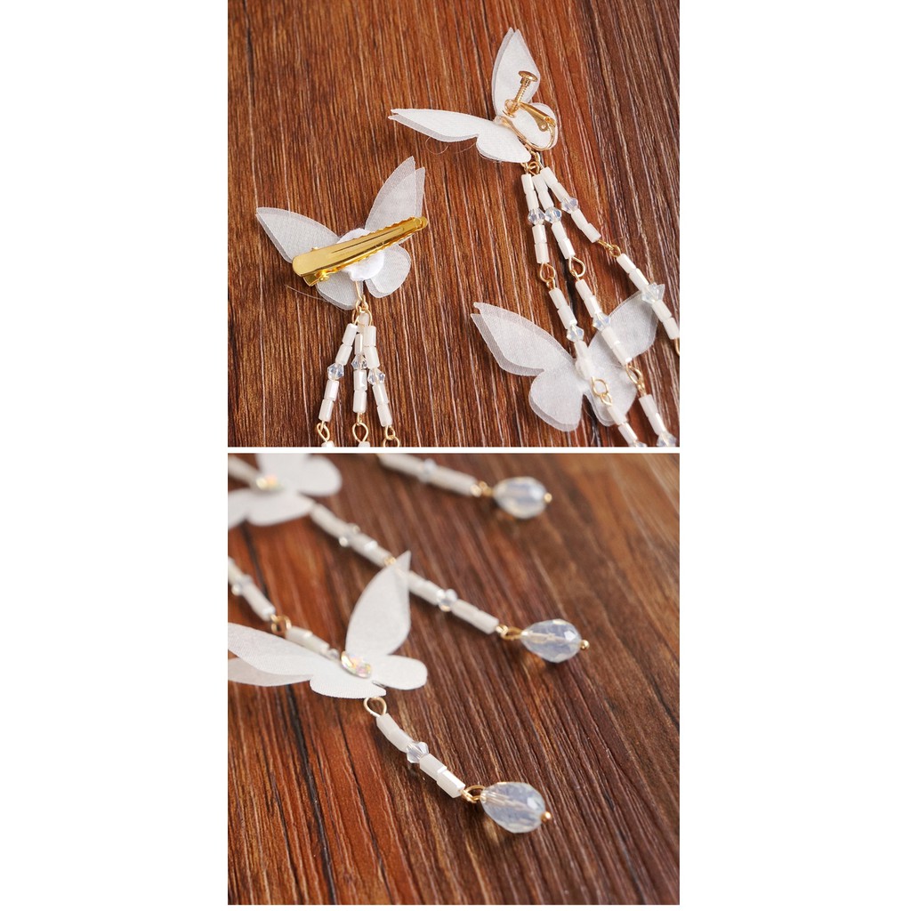 SẴN -  Kẹp tóc dài hai bên, kẹp tóc thường, hoa tai hình bướm - phụ kiện cổ trang - Cúc Tịnh Y