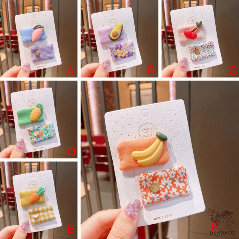 Set Kẹp Tóc Thiết Kế Hình Trái Cây Dễ Thương Dành Cho Nữ