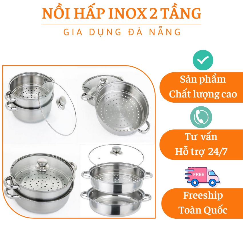 Nồi hấp 2 tầng  GIÁ SỐC  nồi hấp thiết kế tiện dụng gồm 1 nồi và 1 xửng hấp cao cấp