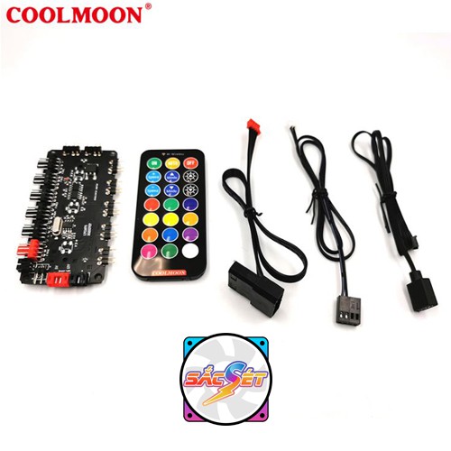 Bộ 3 quạt tản nhiệt , Fan Case 12 cm Coolmoon ARGB - Kèm bộ HUB và điều khiển led ARGB , điều tốc quạt PWM