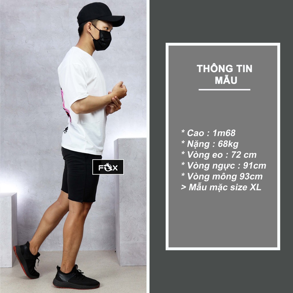 Áo thun tay lỡ THE FOX dáng Unisex form rộng phong cách Ulzzang in chữ Tàu