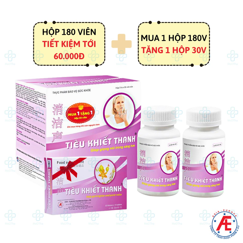 Tiêu Khiết Thanh - Hỗ trợ Giảm Khản Tiếng, Mất Giọng, Đau Họng, Sưng Thanh Quản (Hộp 90 viên/180 viên) [Chính Hãng]