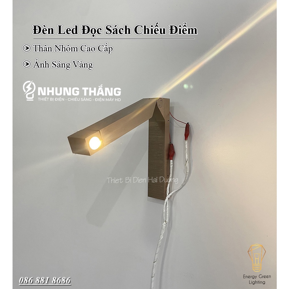 Đèn Led Đọc Sách Chiếu Điểm Đầu giường DT-1089 - Thân Nhôm Cao Cấp - Điều Chỉnh Được Góc Chiếu - Ánh Sáng Vàng