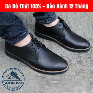 Giày Da Nam Buộc Dây ZD16 Da Thật VNXK - Bảo hành 12 tháng
