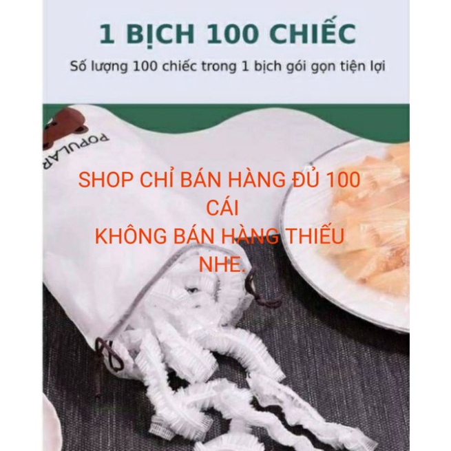 Túi 100 Màng Bọc Thực Phẩm Có Chun Co Dãn Tái Sử Dụng Kèm Túi Gấu