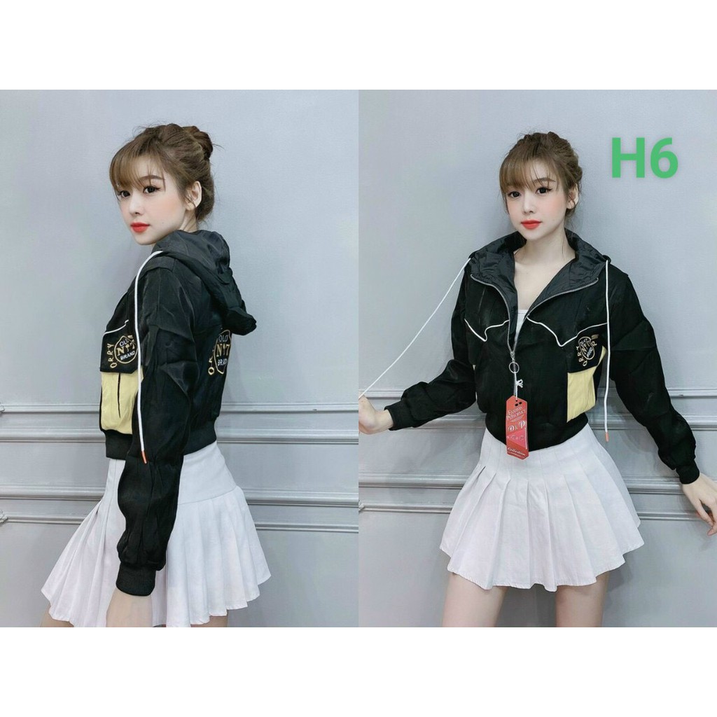 Áo khoác nữ. Áo khoác nữ gió dù 2 lớp chống nắng phối viền túi ngang ngộ nghĩnh-dễ thương | BigBuy360 - bigbuy360.vn