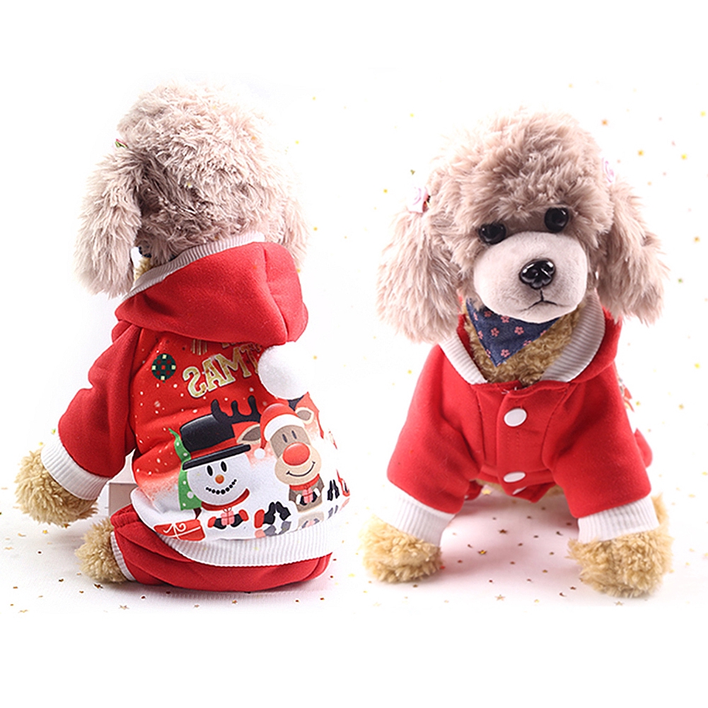 Áo khoác giữ ấm kiểu ông già Noel bằng vải cotton nhung thời trang thu đông hàng mới 2019 dành cho cún cưng mèo cưng