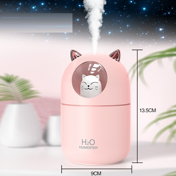 Máy xông tinh dầu phun sương mini cao cấp có đèn led làm đèn ngủ 300ml hình thú cute trang trí nhà cửa- tặng tinh dầu